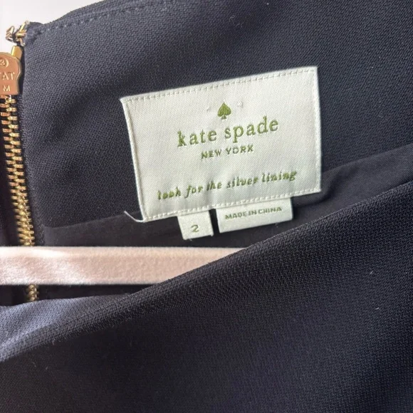 Kate Spade Flounce Dress Size 2 Designer LBD 3/4 Sleeve Mini Crepe - Picture 4 of 4